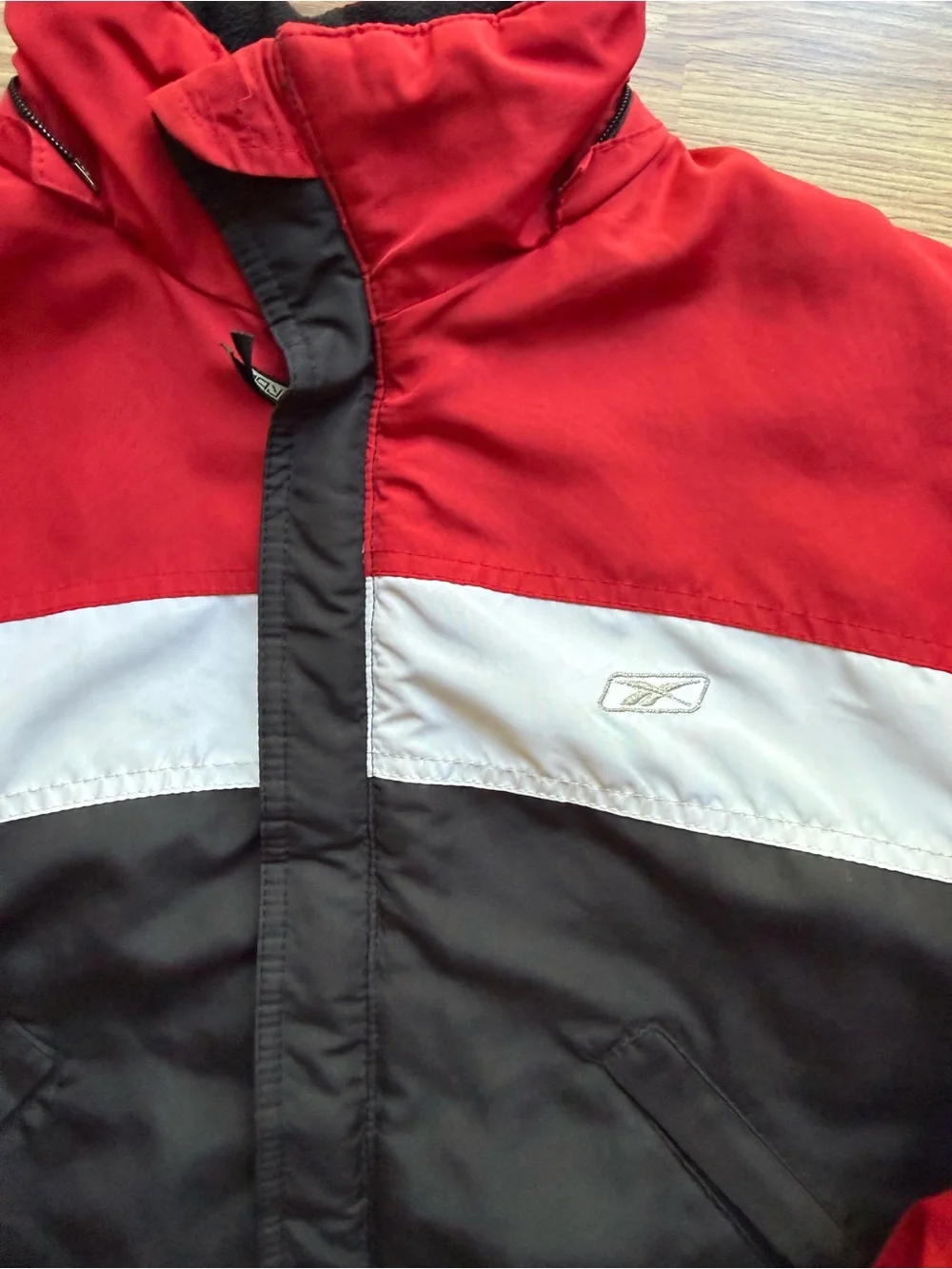 Reebok Red, Black and White Colorblock Kids Puffer Jacket